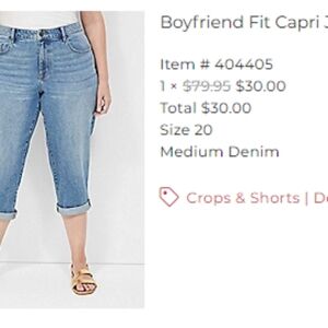 Boyfriend Fit Capri Jean**Free shipping**